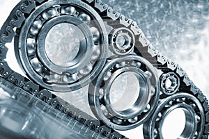 Ball-bearings, gears in close-ups photo