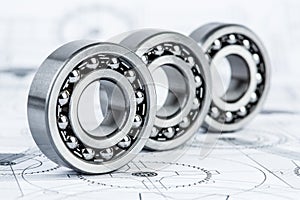 Ball bearings on technical drawing