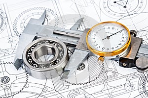 Ball bearings on technical drawing