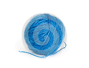 Ball of blue wool yarn