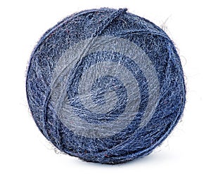 Ball of blue wool yarn