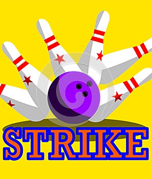 Ball bowls hit all falling pins and strike.