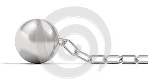 Ball and chain isolated on white background.
