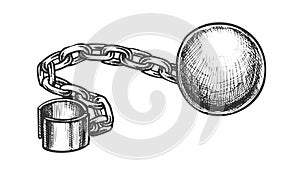 Ball And Chain Prisoner Accessory Retro Vector