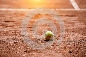 Ball on a clay tennis court