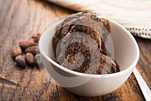 Ball coffee chocolate ice cream in a bowl