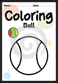 Ball coloring page picture worksheet for preschool, kindergarten & Montessori kids to practice coloring activities to develop