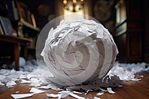 ball of crumbled paper with inappropriate questions