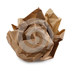 Ball of crumpled brown paper.