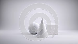 Ball, cube and cone