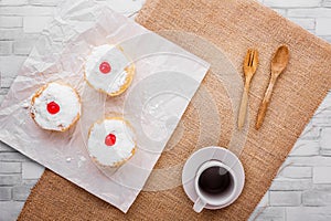 Ball donut strawberry filled