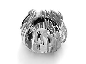 Ball Flacky Construction - 3D Concept Image with Ball - Elegant Abstract Graphic Design Symbol