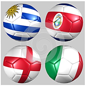 Ball flags of the teams in Group D World Cup 2014