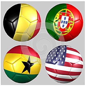 Ball with flags of the teams in Group G World Cup 2014