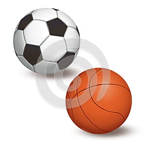 Ball for football and basketball on a white background.