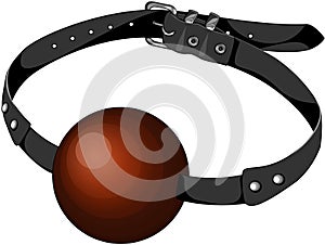 Ball gag on leather belt, isolated