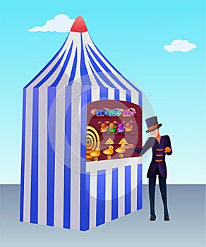 Ball game fair tent flat vector illustration