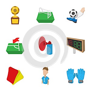 Ball game icons set, cartoon style