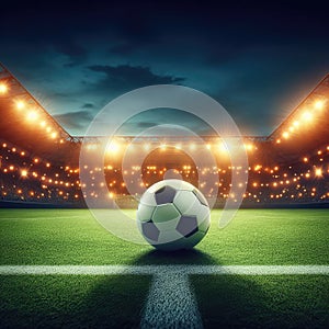 ball on the green field in soccer stadium. ready for game in the midfield - soccer ball close-up