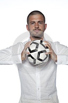 Ball in the hands, isolated on the white background