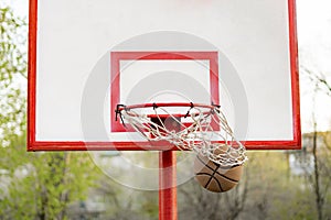 ball hit or score the basket, blue sky on the background, success concepts