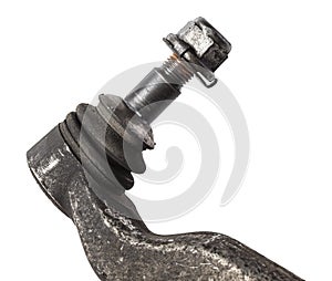 Ball joint on the arm of the car, part of the front suspension of the vehicle for repair and replacement in a vehicle repair shop