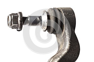 Ball joint on the arm of the car, part of the front suspension of the vehicle for repair and replacement in a vehicle repair shop