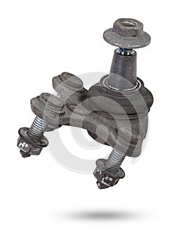 Ball joint on the arm of the car, part of the front suspension of the vehicle for repair and replacement in a vehicle repair shop