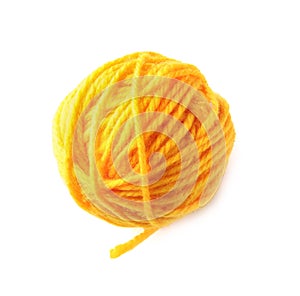 Ball of knitting yarn on white background