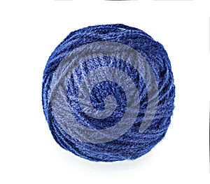 Ball of knitting yarn on white background