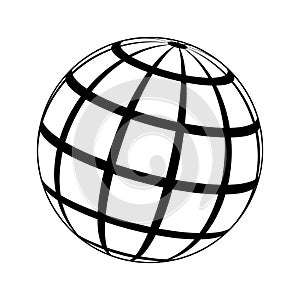 Ball with lines, model planet Earth with meridian and longitude, 3D sphere