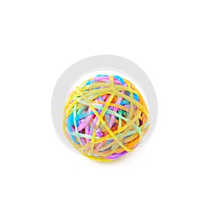 Ball made of loom bands isolated