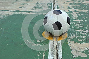 Ball on the middle court at outdoor futsal court