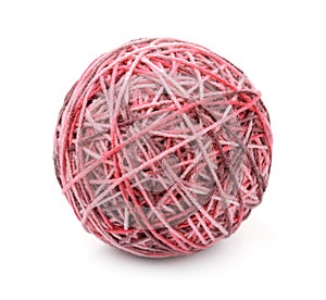 Ball of multi color acrylic hand knitting yarn