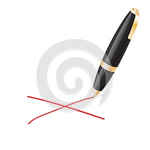 Ball pen crossing on a white background.