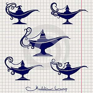 Ball pen drawing aladdin lamp