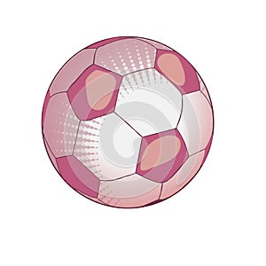 Ball for playing soccer in light pink tones. Soccerball. Vector illustration. on white background