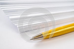 Ball point pen and blank paper, tools of the writer