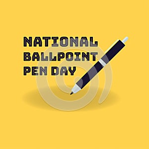 Ball Point Vector Icon. National Ballpoint Pen Day Design Concept, perfect for social media post templates, posters, greeting card