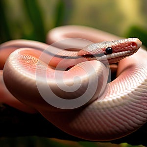 The Ball python's smooth and curvaceous body captivates in this up-close shot