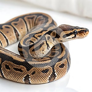 ball python in Transparent Background Closeup of a Boa Constrictor Showing Detailed Scales and Pattern