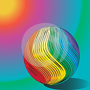 Ball in rainbow color on a colorful background