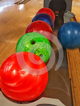 Ball return at bowling alley