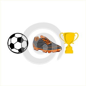 Ball, shoe and trophy illustartion vector art