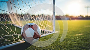 ball on the stadium, soccer ball on the field, soccer ball background, soccer ball wallpaper, soccer ball near the goal net