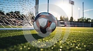 ball on the stadium, soccer ball on the field, soccer ball background, soccer ball wallpaper, soccer ball near the goal net