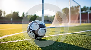ball on the stadium, soccer ball on the field, soccer ball background, soccer ball wallpaper, soccer ball near the goal net