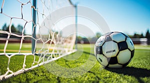 ball on the stadium, soccer ball on the field, soccer ball background, soccer ball wallpaper, soccer ball near the goal net