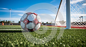 ball on the stadium, soccer ball on the field, soccer ball background, soccer ball wallpaper, soccer ball near the goal net