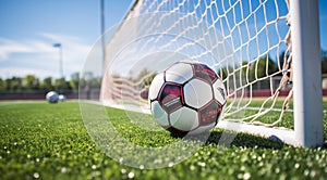 ball on the stadium, soccer ball on the field, soccer ball background, soccer ball wallpaper, soccer ball near the goal net